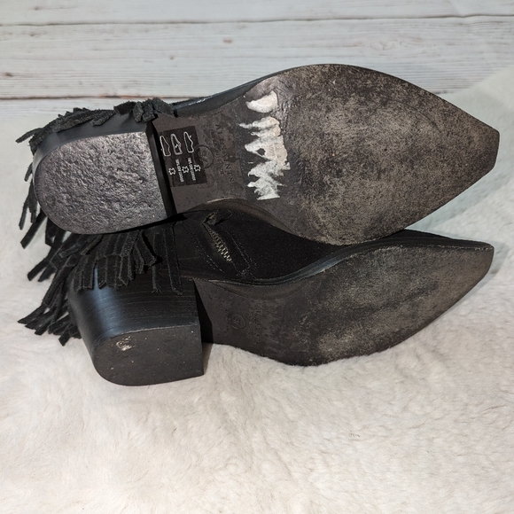 All Saints Salerno Suede Fringe Ankle Boots 37/6 - Picture 9 of 12